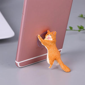 Phone Holder Cute Cat Support Resin Stand Sucker