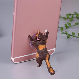 Phone Holder Cute Cat Support Resin Stand Sucker