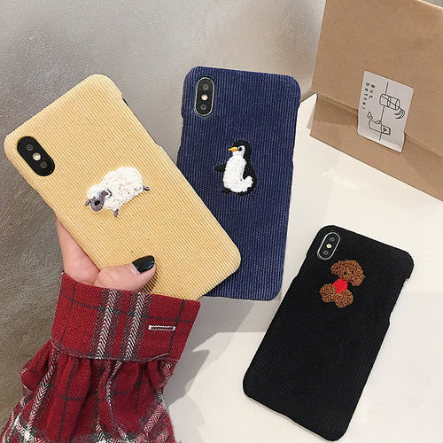 Cute Dog Sheep Embroidery Phone Case For Iphone Models